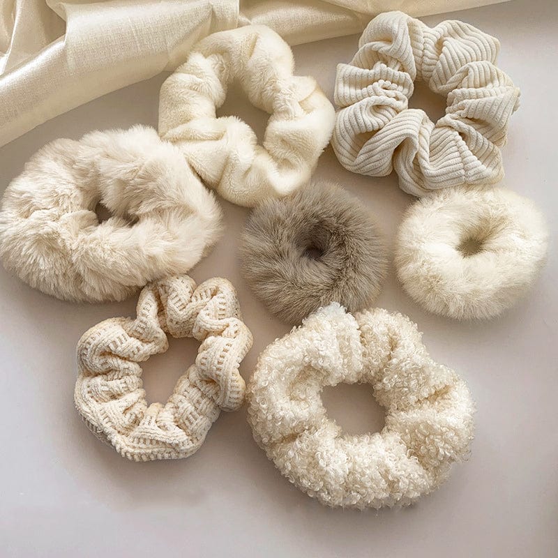 Cream and White Colored Scrunchy Variety