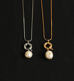 Gold Speckled Real Natural Pearl Necklace