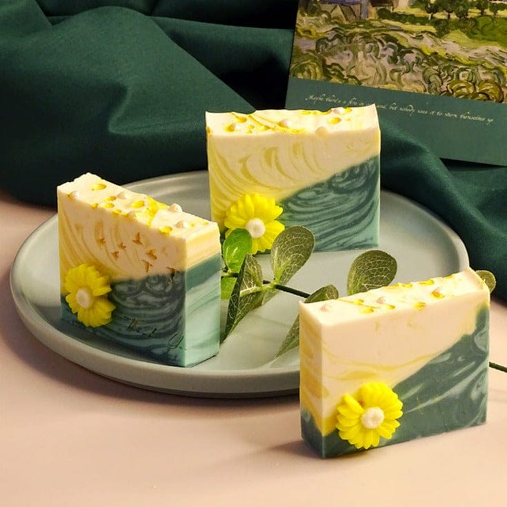 Daisy Flower Two Toned Cold Process Handmade Soap