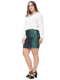 Plus Size Metallic Sequin Stretch Mini Skirt