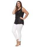 Plus Size Sleeveless Sequin Tank Top