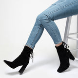 Block Heeled Pull-on Ankle Booties