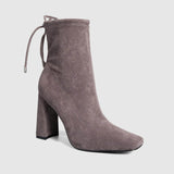Block Heeled Pull-on Ankle Booties