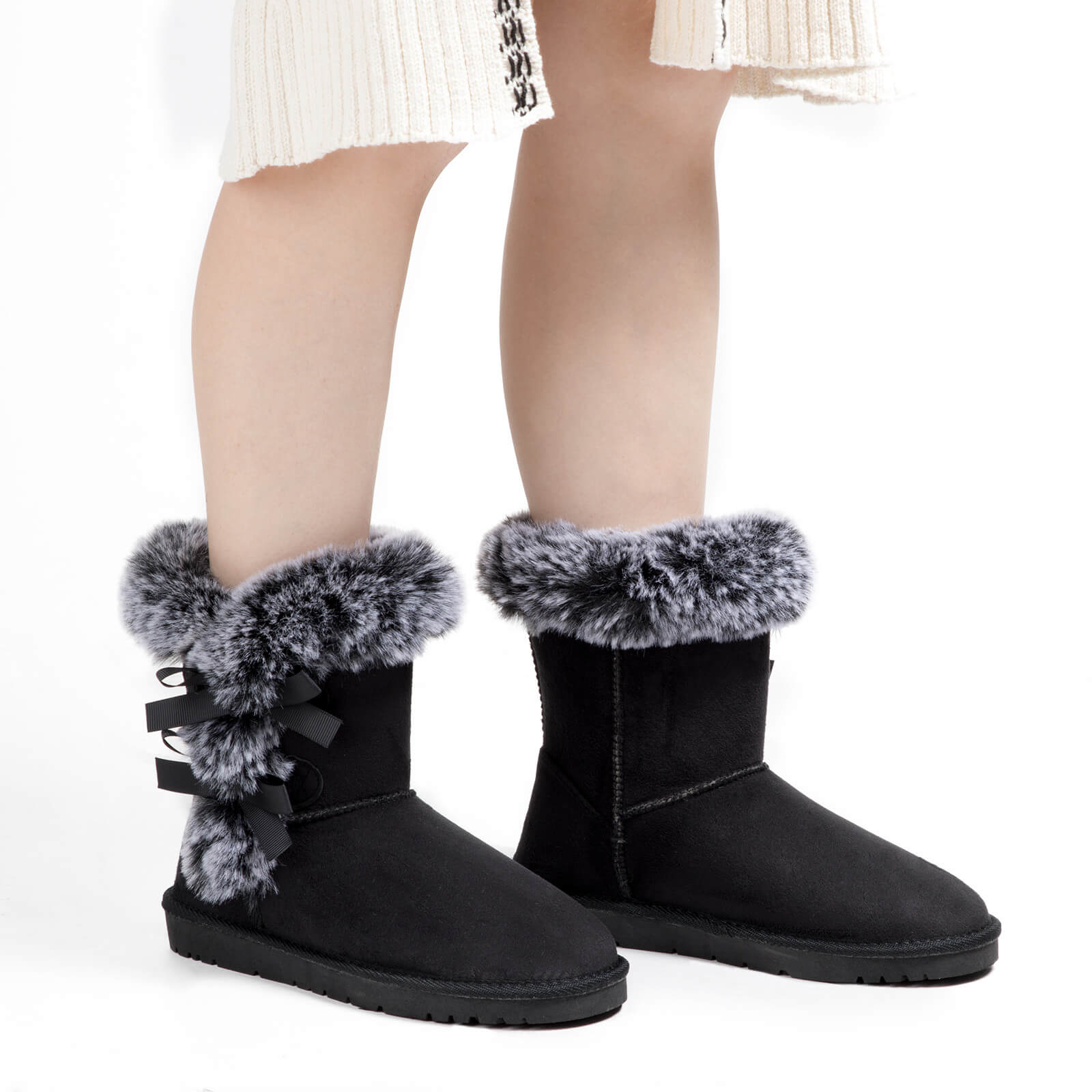 Botas de nieve clásicas con forro de piel de tubo medio 