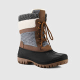 Color Block Fur-lined Lace Up Mid Calf Snow Booties