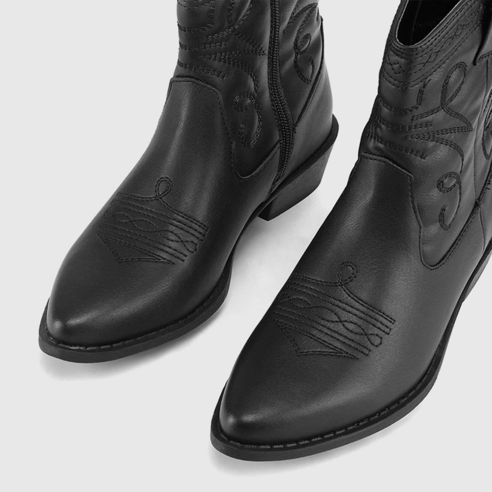 Botines de vaquero estilo western, botines de tacón bajo estilo vaquera