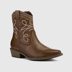 Botines de vaquero estilo western, botines de tacón bajo estilo vaquera