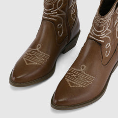 Botines de vaquero estilo western, botines de tacón bajo estilo vaquera