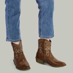 Botines de vaquero estilo western, botines de tacón bajo estilo vaquera