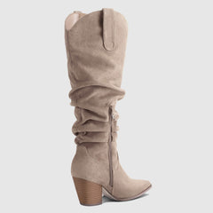 Cowboystiefel zum Hineinschlüpfen mit weitem Schaft