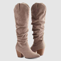 Cowboystiefel zum Hineinschlüpfen mit weitem Schaft