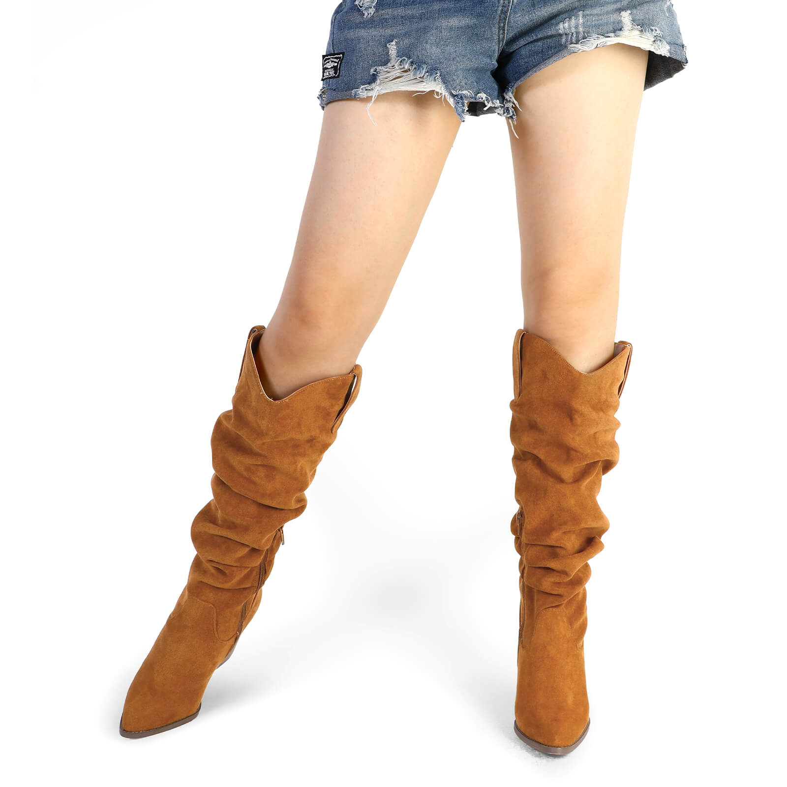 Cowboy Pull On Wide Calf Slouchy Boots