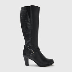 Botas altas hasta la rodilla con estampado de cocodrilo y cremallera 