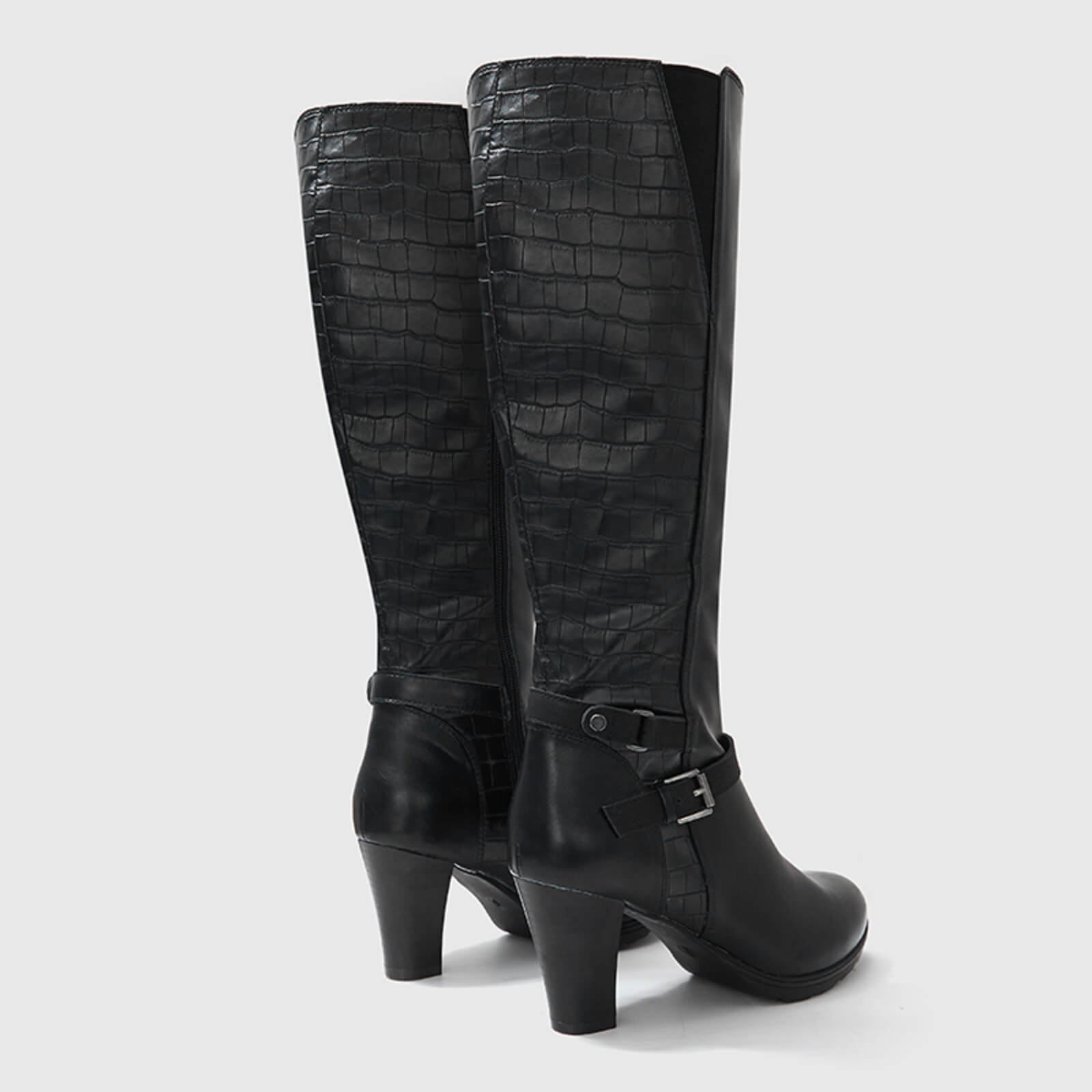 Crocodile Pattern Knee High Boots with Zipper