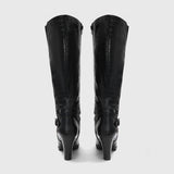 Crocodile Pattern Knee High Boots with Zipper