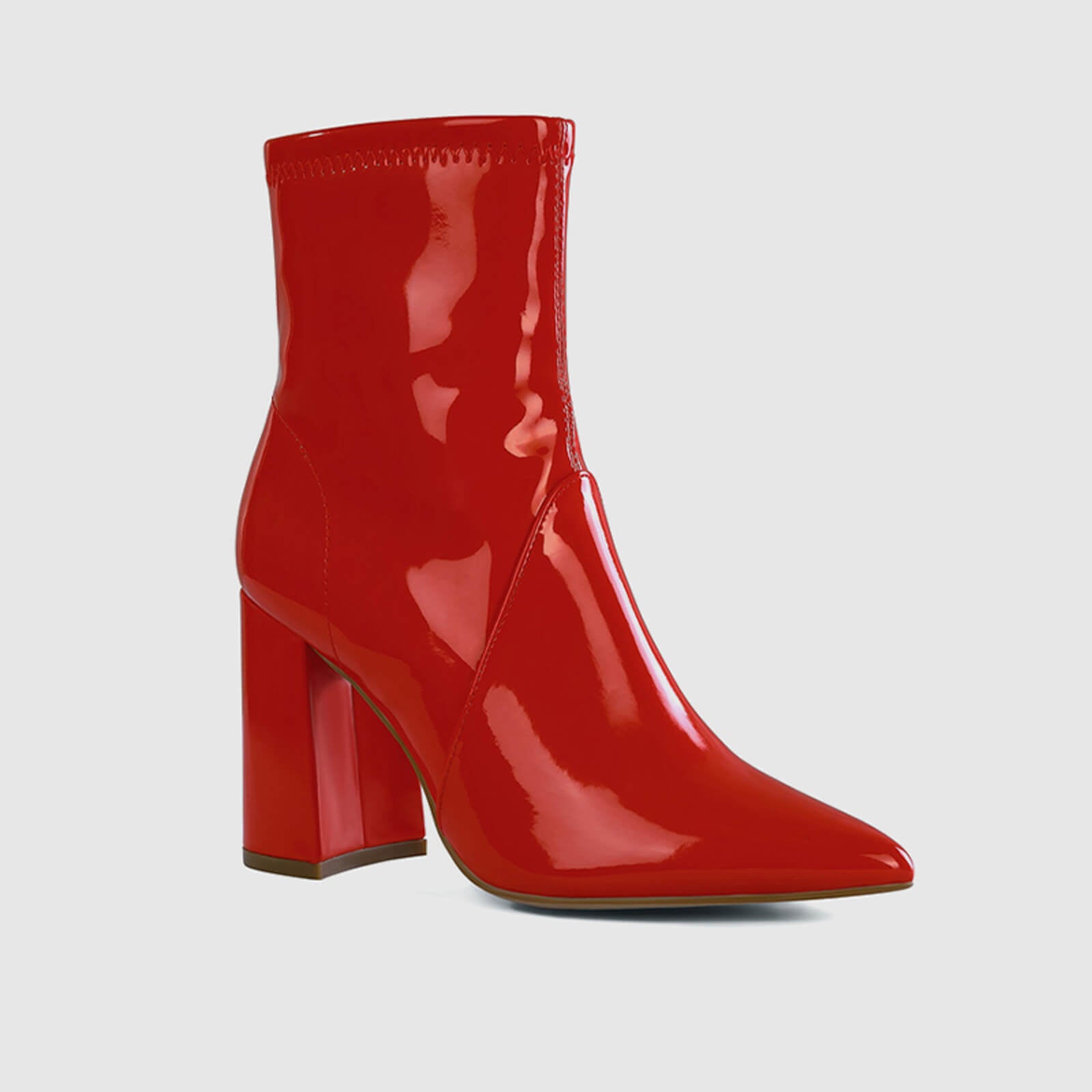 Botines de piel con tacón de bloque y cremallera lateral