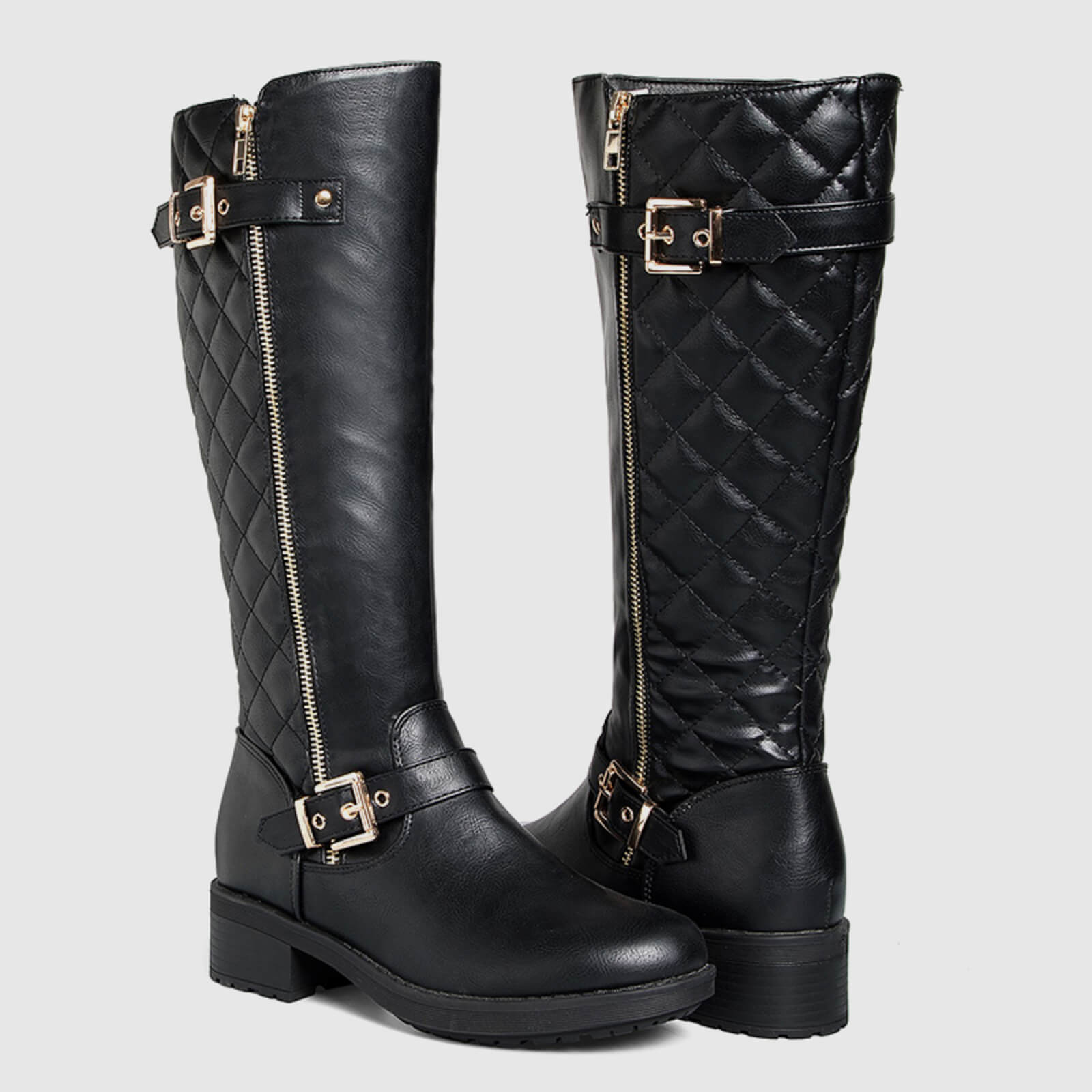 Botas de montar acolchadas hasta la rodilla con cremallera lateral