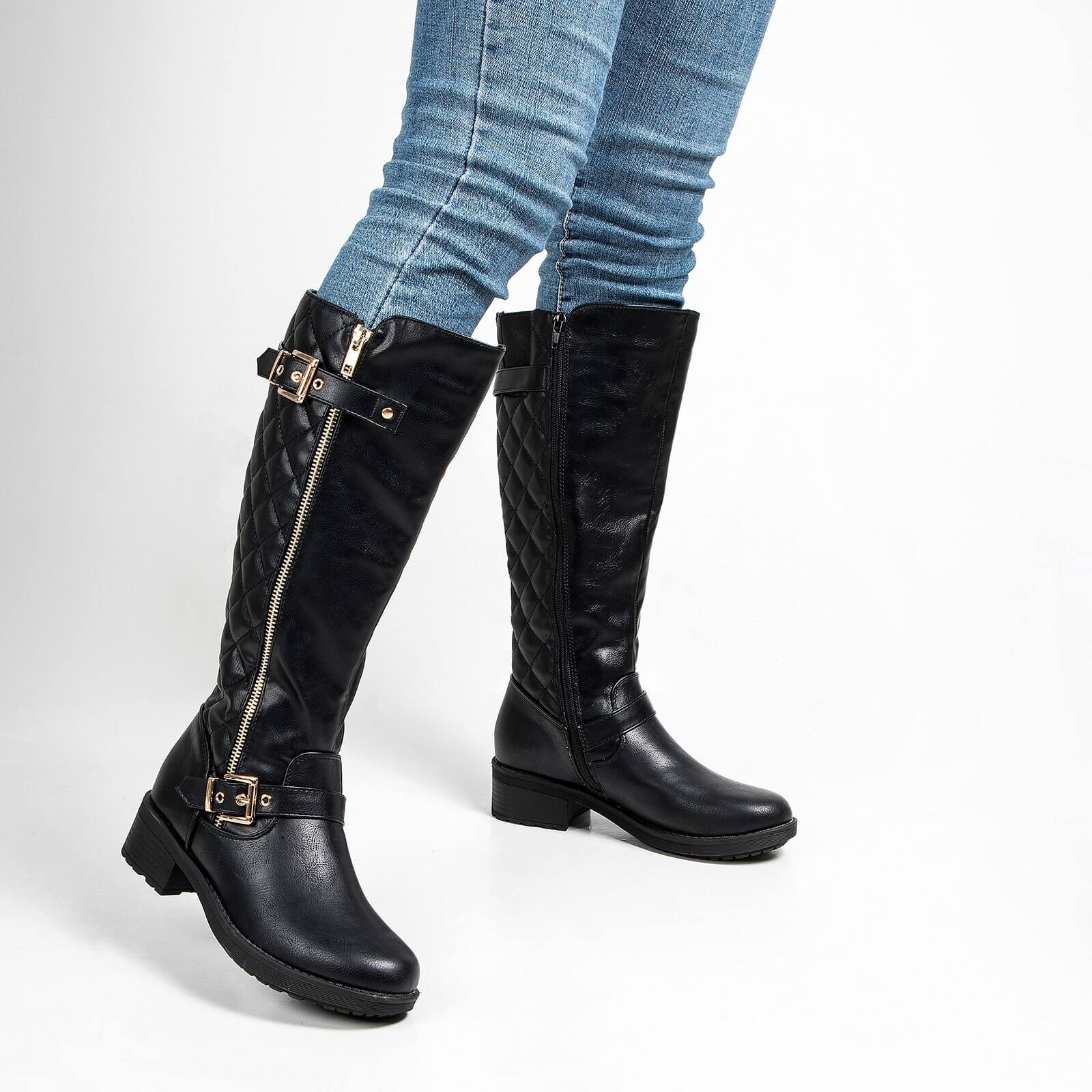 Botas de montar acolchadas hasta la rodilla con cremallera lateral
