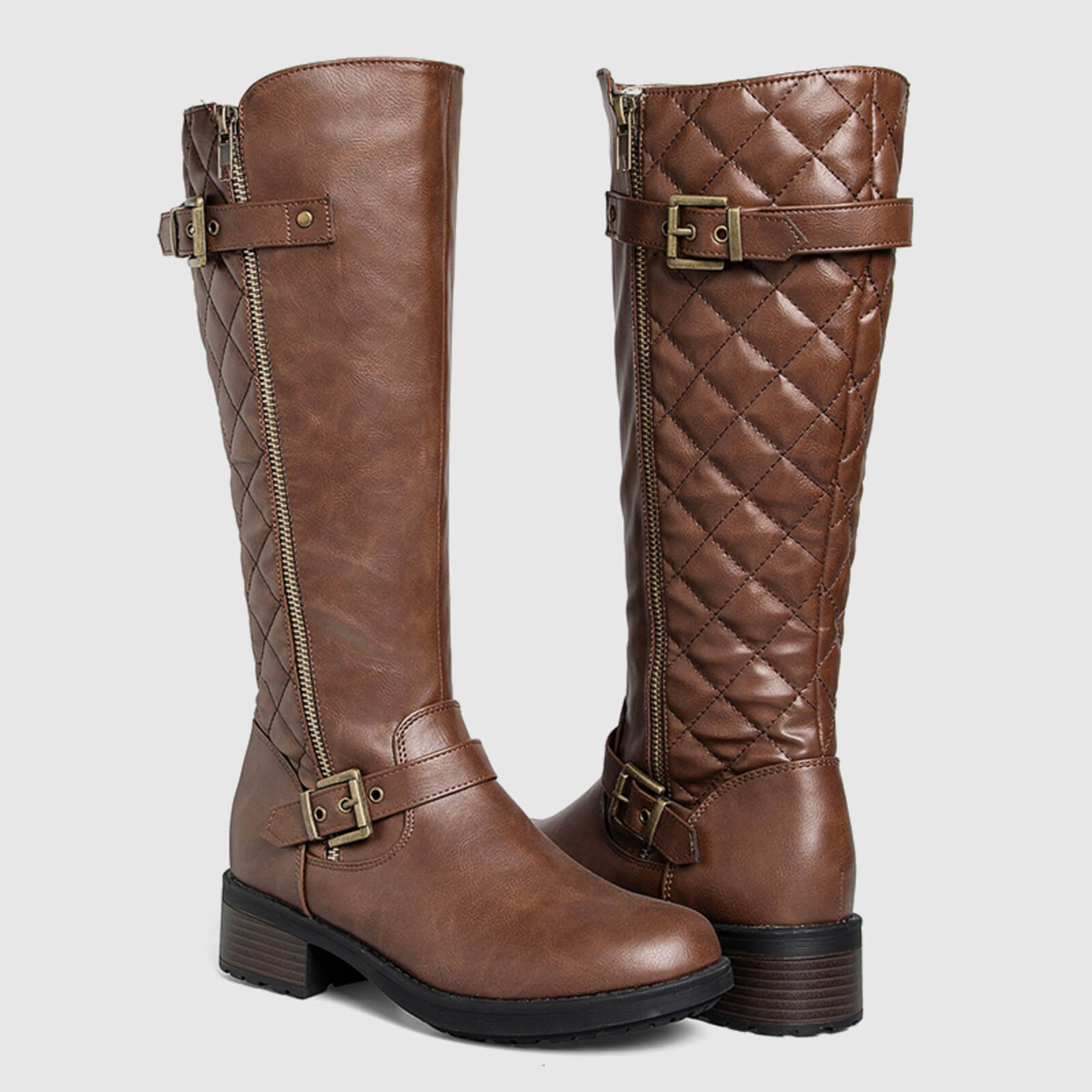 Botas de montar acolchadas hasta la rodilla con cremallera lateral