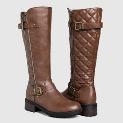Botas de montar acolchadas hasta la rodilla con cremallera lateral