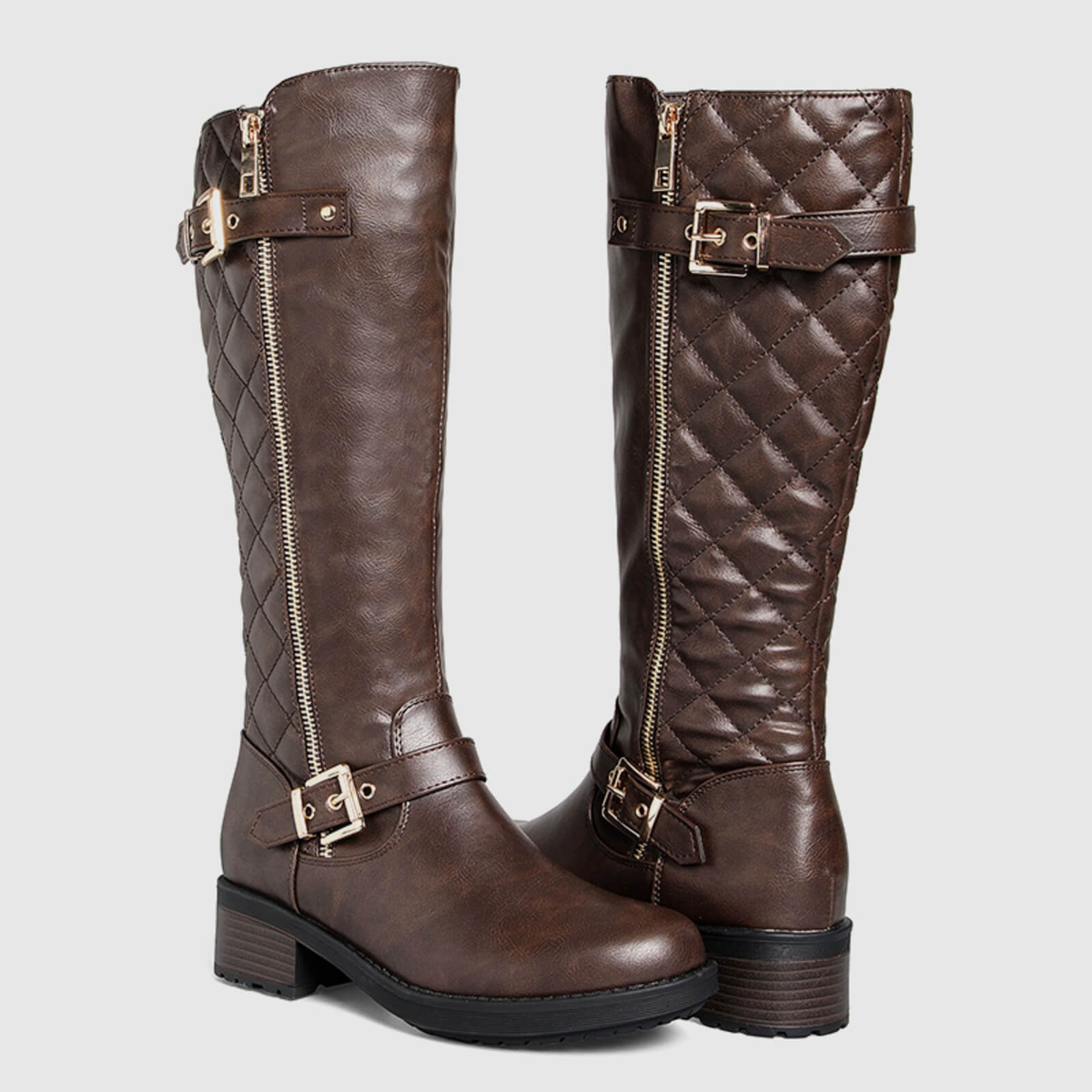 Botas de montar acolchadas hasta la rodilla con cremallera lateral