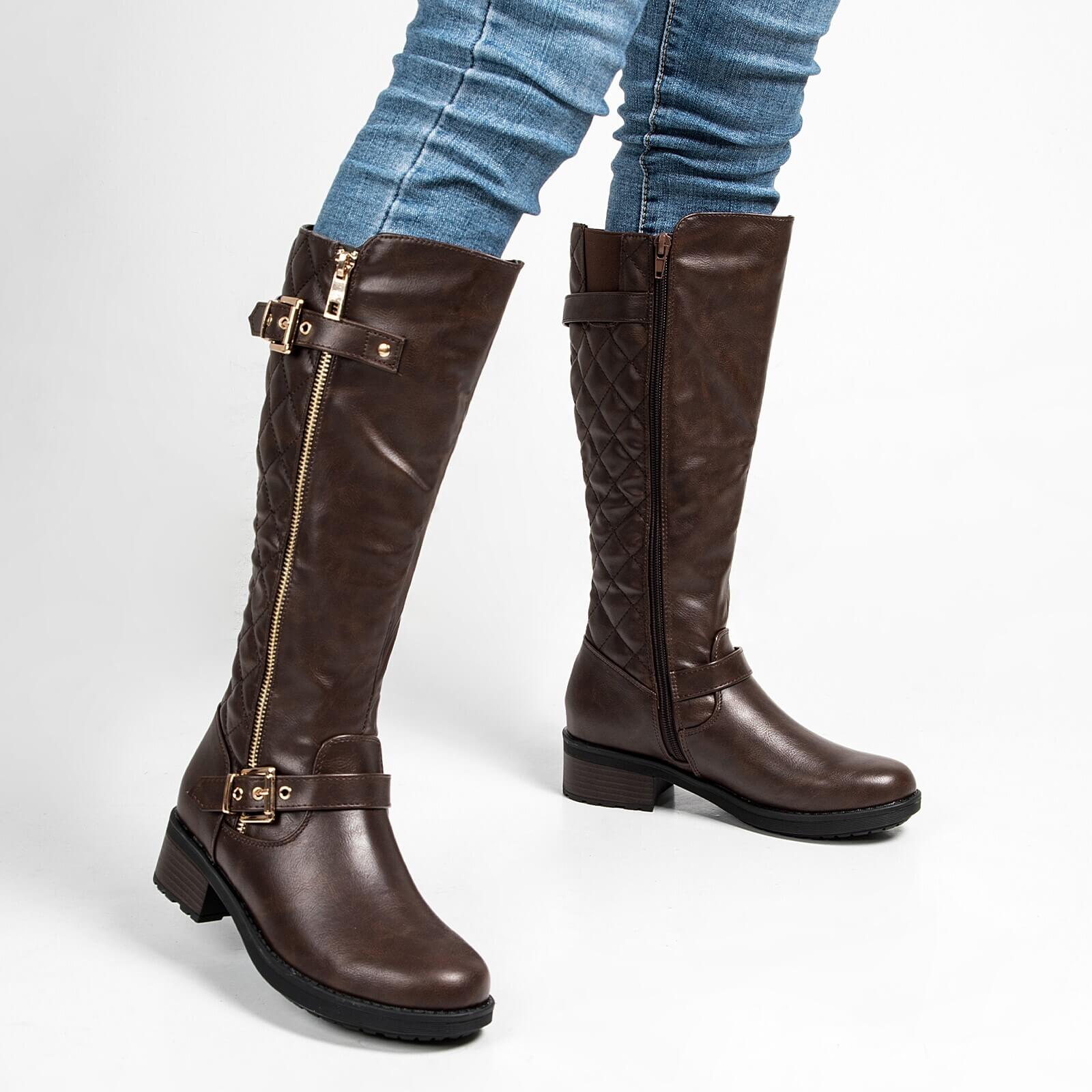 Botas de montar acolchadas hasta la rodilla con cremallera lateral