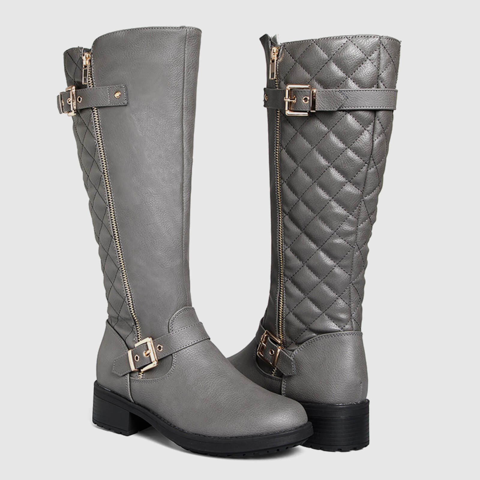 Botas de montar acolchadas hasta la rodilla con cremallera lateral