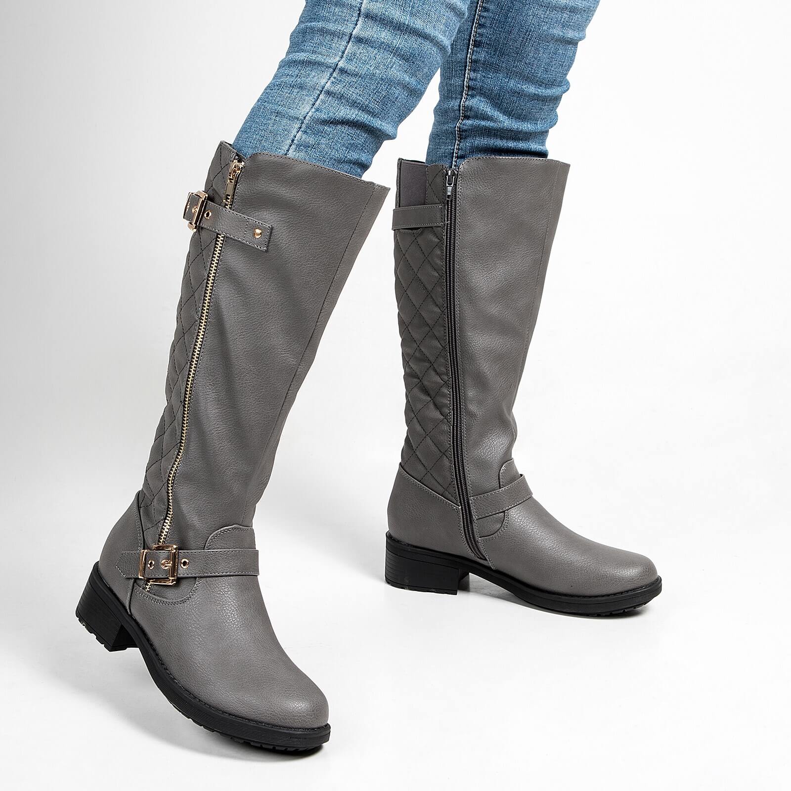 Botas de montar acolchadas hasta la rodilla con cremallera lateral