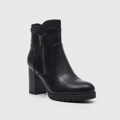 Rivet Chunky High Heel Ankle Boots