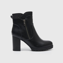 Rivet Chunky High Heel Ankle Boots