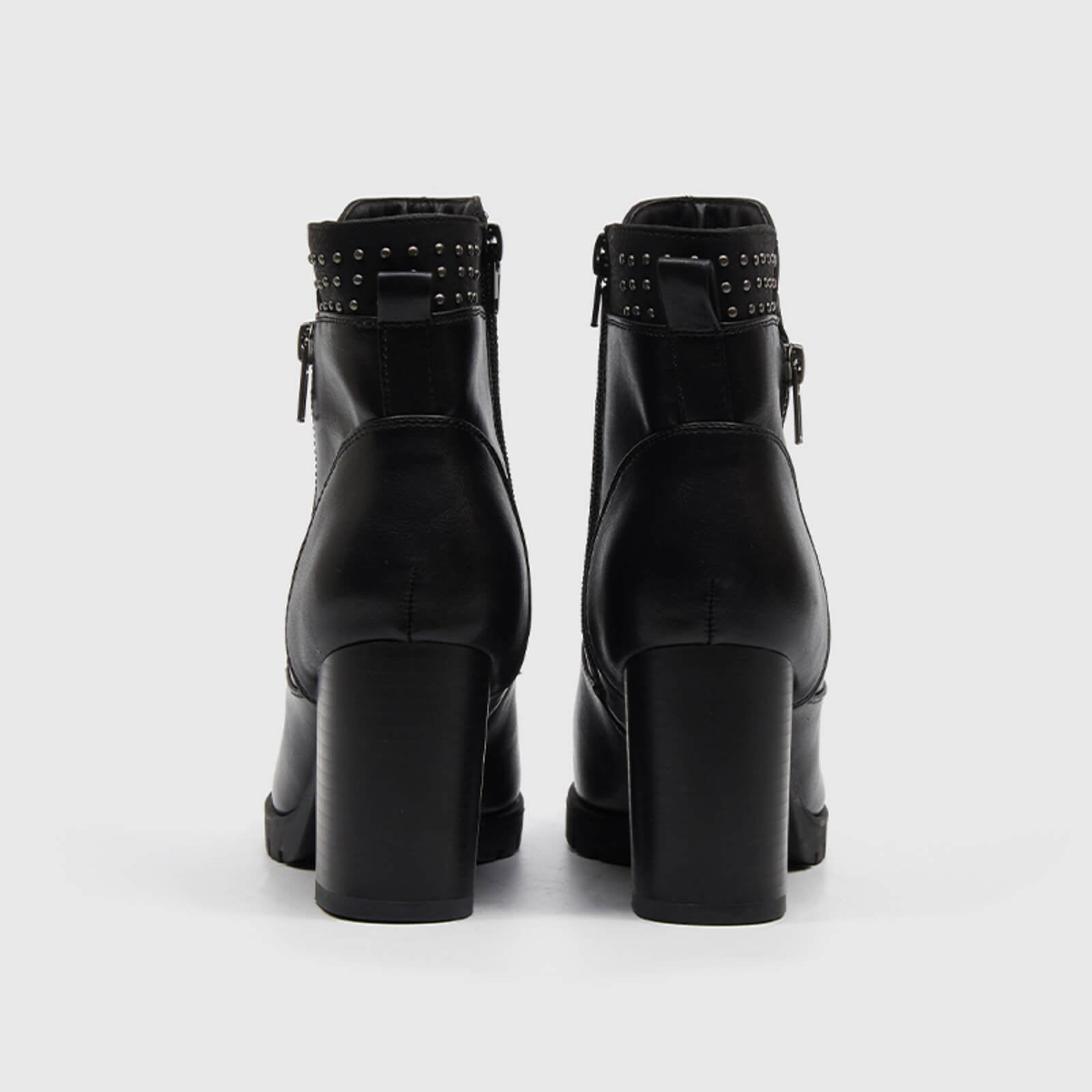 Rivet Chunky High Heel Ankle Boots