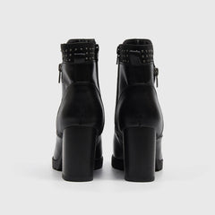 Rivet Chunky High Heel Ankle Boots