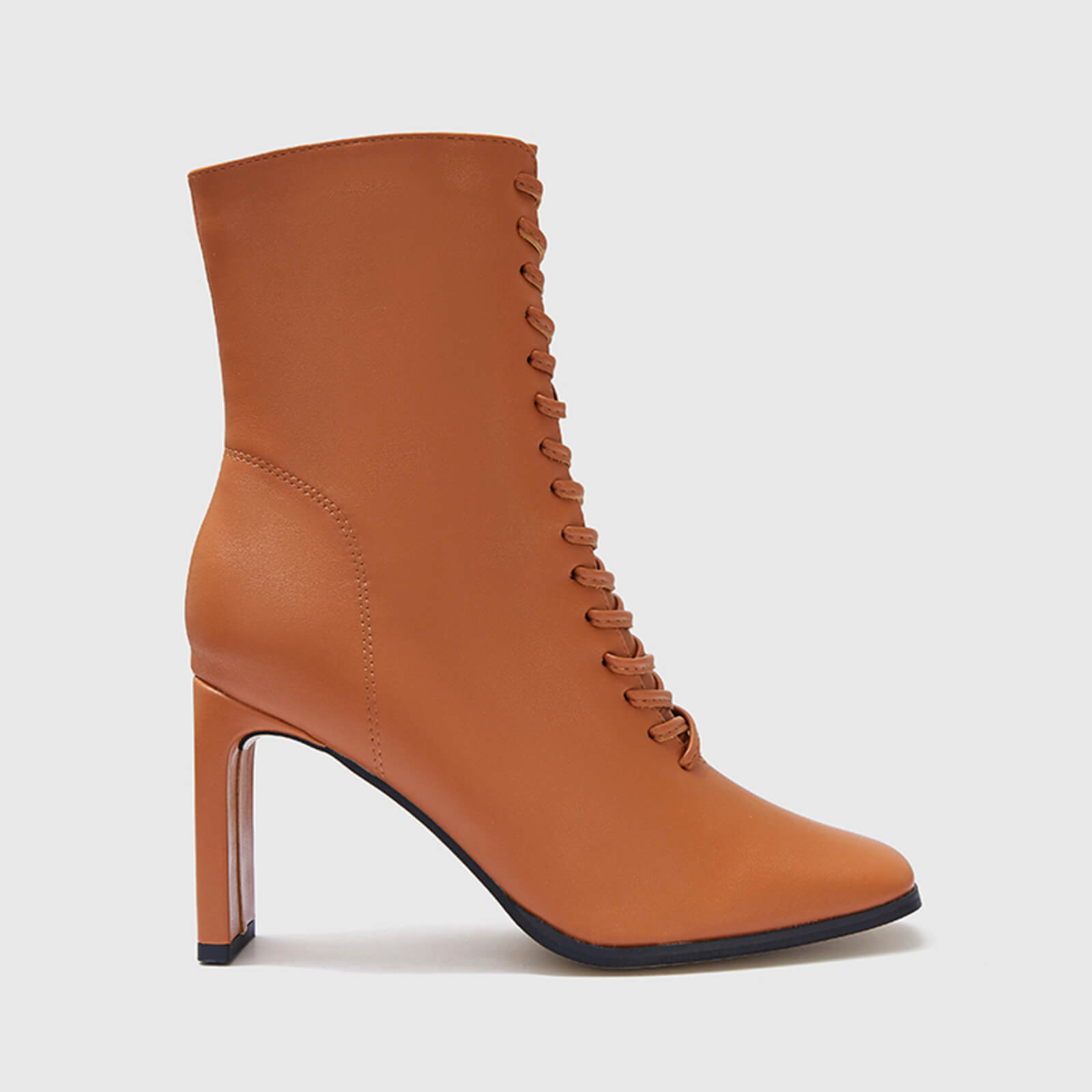 Botines elegantes con cordones y tacón de bloque fino 