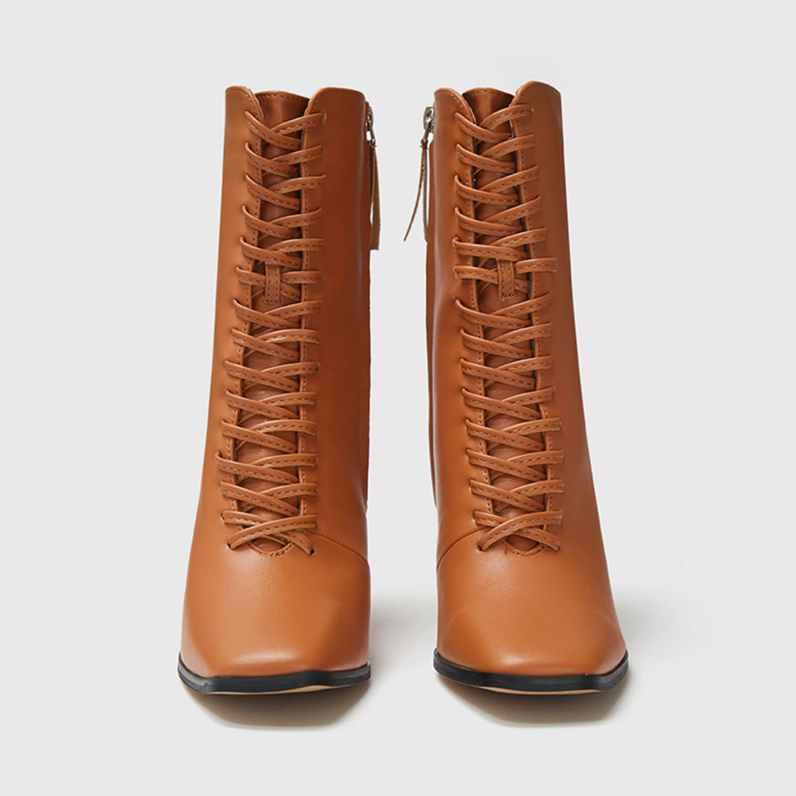 Botines elegantes con cordones y tacón de bloque fino 