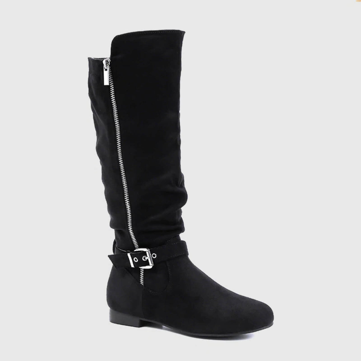 Wide Calf Knee High Boots Zipper Style