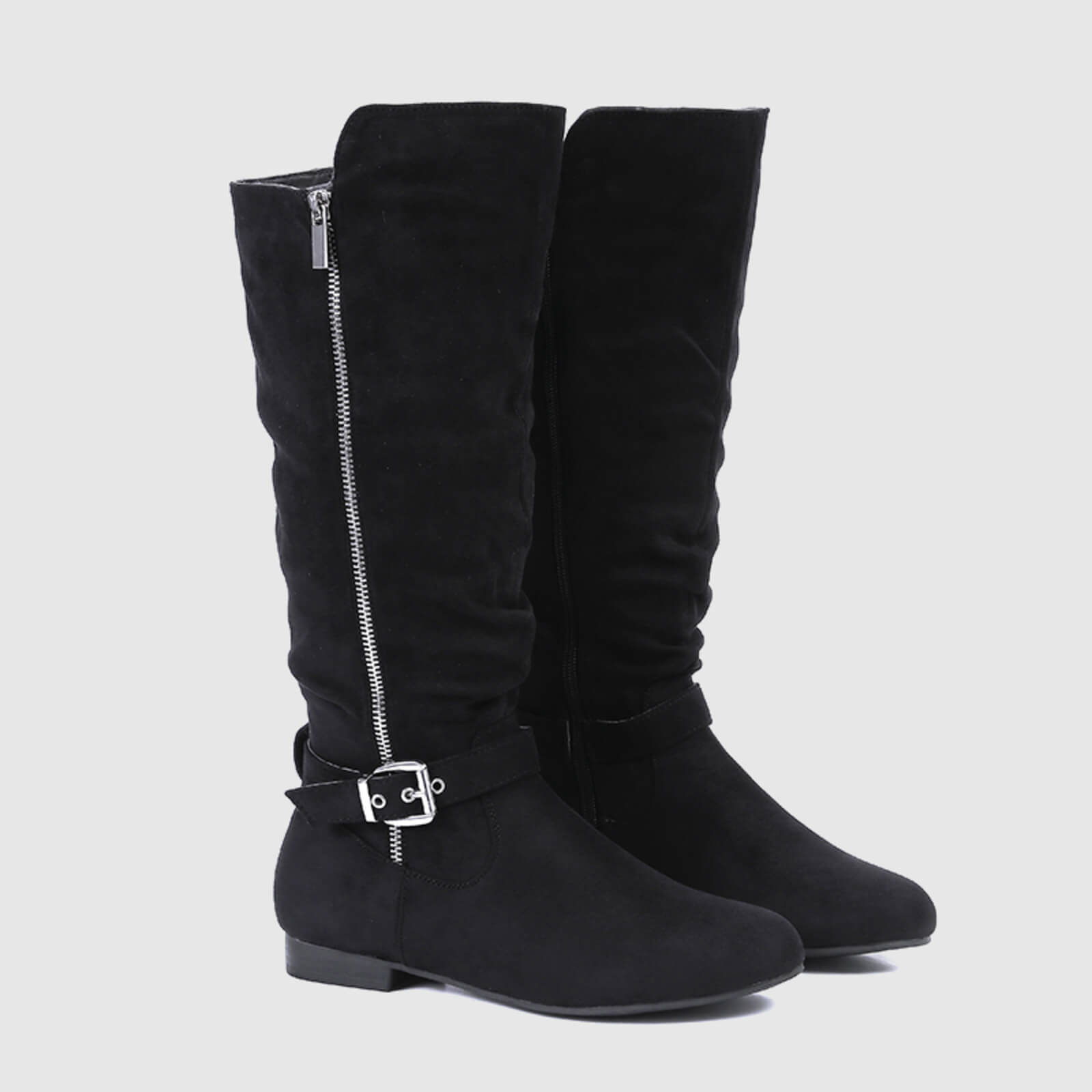 Wide Calf Knee High Boots Zipper Style