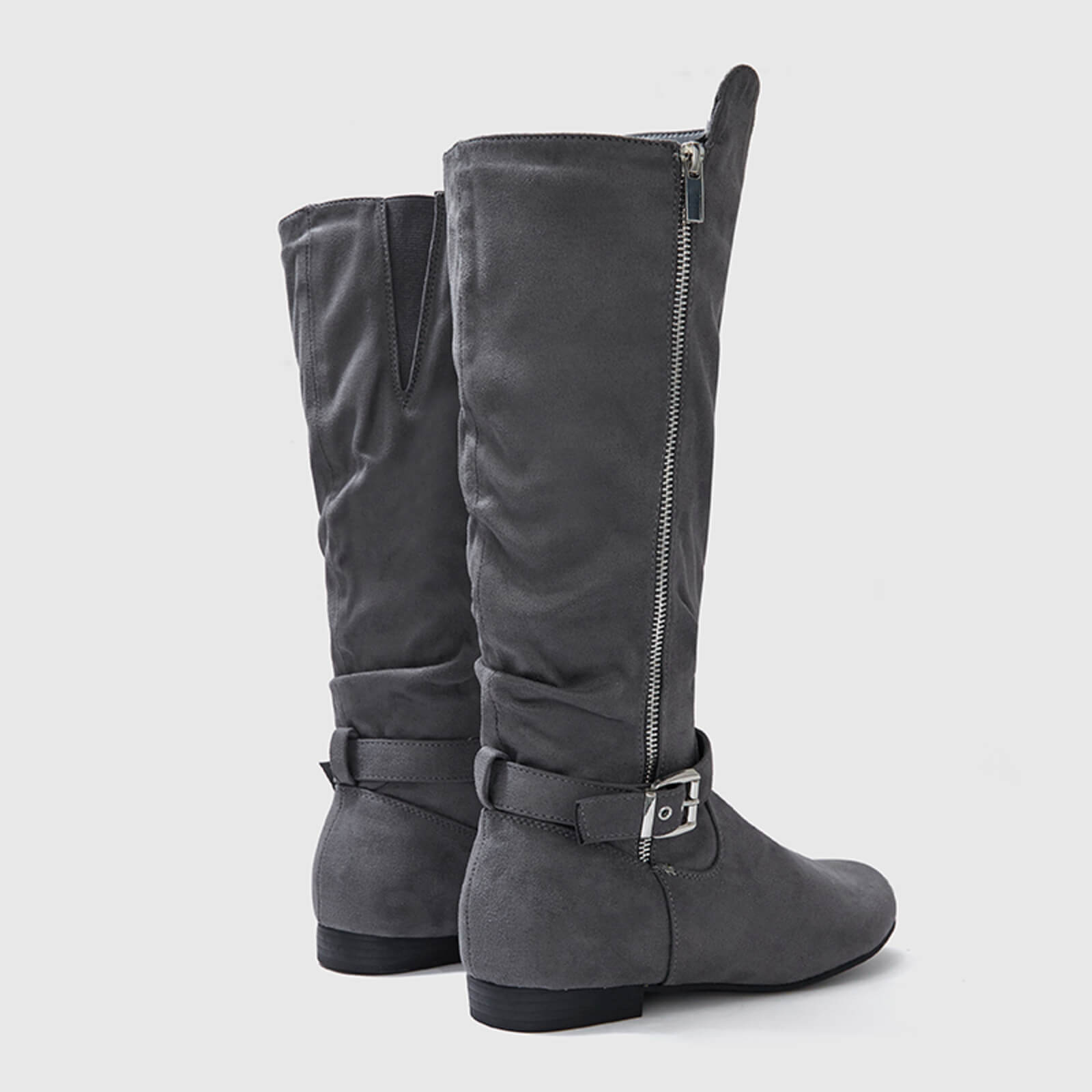 Wide Calf Knee High Boots Zipper Style