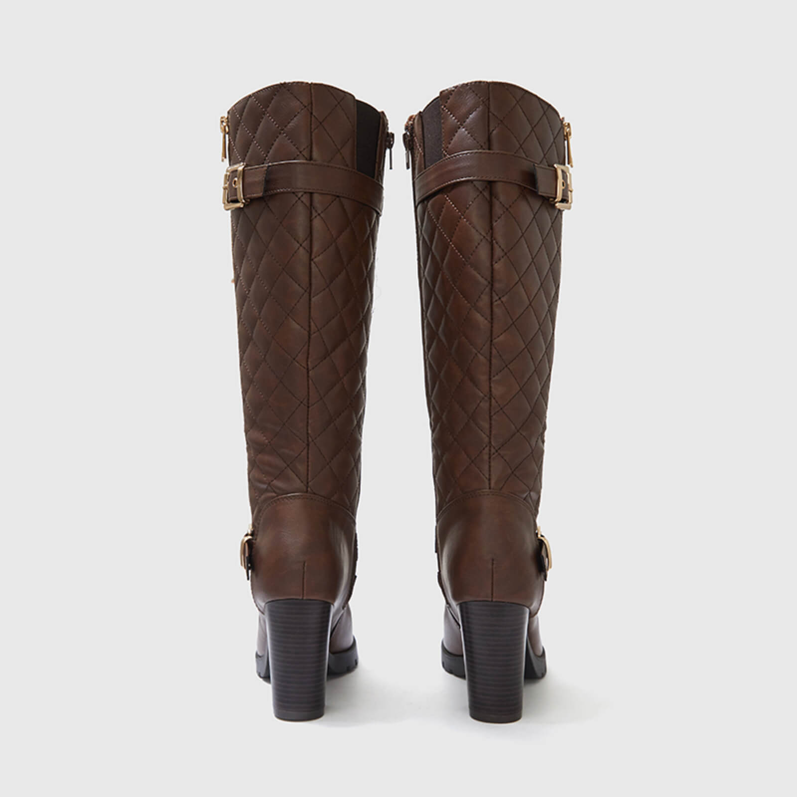 Botas altas hasta la rodilla gruesas, acolchadas y de pantorrilla ancha con hebilla