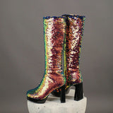 Ladies Sequin Knee-High Boots