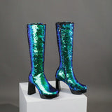 Ladies Sequin Knee-High Boots