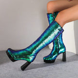 Ladies Sequin Knee-High Boots