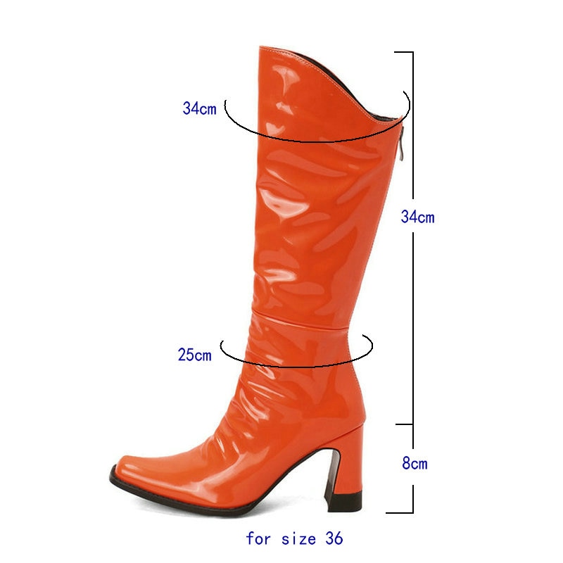 Ladies Patent PU Leather Boots