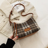 Soft Tweed Plaid Crossbody Bag