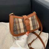 Small Plaid & Tweed Shoulder Bag with Belt Clasp