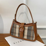 Small Plaid & Tweed Shoulder Bag with Belt Clasp