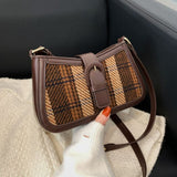 Small Plaid & Tweed Shoulder Bag with Belt Clasp