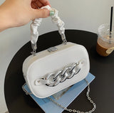 Mini Shoulder Messenger Bag with Silver Chain Links