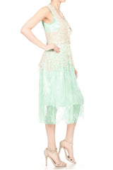 Gatsby Crochet Vest Lace Dress Set