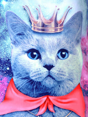 Vestido camisero corto sin mangas con estampado de gatito