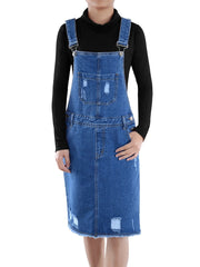 Midikleid aus Distressed-Jeansstoff